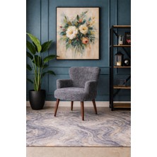 Kayser Home Welsoft Yumuşak Kumaş Modern Berjer Tekli Koltuk | Demonte | Ahşap Ceviz Ayaklı | Kırçıllı Gri