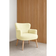 Kayser Home Welsoft Yumuşak Kumaş Modern Berjer Tekli Koltuk | Demonte | Ahşap Naturel Ayaklı | Krem