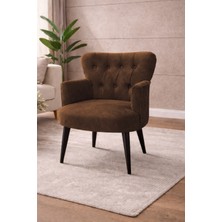 Kayser Home Modern Babyface Kumaş Berjer Koltuk – Ahşap Siyah Ayaklı | Kahverengi