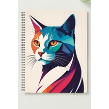 Black-One Sevimli Kedi A5 Metal Spiralli Çizgisiz Kalın Bristol Kapak Sevimli Kedi Defter