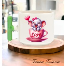 Tanem Tasarım Sevgililer Günü Hediye Bardak Kahve Çay Fincanı - T Kulp Kupa