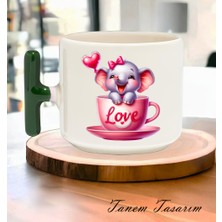 Tanem Tasarım Sevgililer Günü Hediye Bardak Kahve Çay Fincanı - T Kulp Kupa