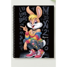 Black-One Lola Bunny A5 Metal Spiralli Çizgisiz Kalın Bristol Kapak Lola Buny Defter