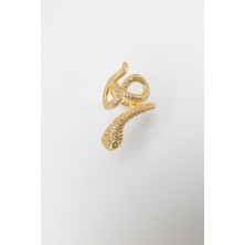 Stella Fortis Yılan Figürlü Spiral Kadın Yüzük - Zirkon Taşlı | Paslanmaz Çelik