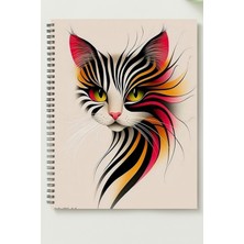Black-One Sevimli Kedi A5 Metal Spiralli Çizgisiz Kalın Bristol Kapak Sevimli Kedi Defter