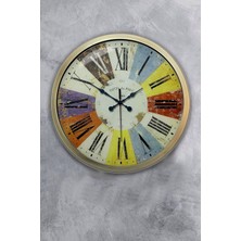 Kasva Concept Hediyelik 40 cm Eskitme Metal Rengarenk Duvar Saati