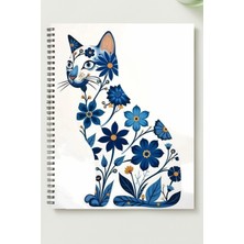 Black-One Sevimli Kedi A5 Metal Spiralli Çizgisiz Kalın Bristol Kapak Sevimli Kedi Defter
