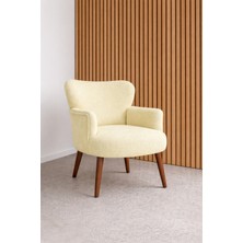 Kayser Home Welsoft Yumuşak Kumaş Modern Berjer Tekli Koltuk | Demonte | Ahşap Ceviz Ayaklı | Krem