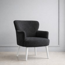 Kayser Home Welsoft Yumuşak Kumaş Modern Berjer Tekli Koltuk | Demonte | Ahşap Beyaz Ayaklı | Antrasit