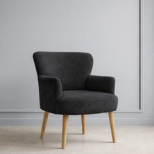 Kayser Home Welsoft Yumuşak Kumaş Modern Berjer Tekli Koltuk | Demonte | Ahşap Naturel Ayaklı | Antrasit