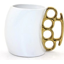 No 35 Moda Porselen Muşta Tasarımlı Kupa Bardak Beyaz Renk