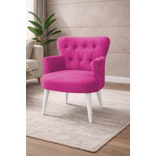 Kayser Home Modern Babyface Kumaş Berjer Koltuk – Ahşap Beyaz Ayaklı | Fuşya