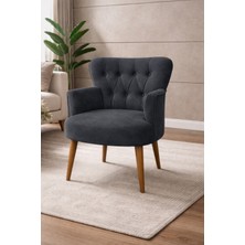 Kayser Home Modern Babyface Kumaş Berjer Koltuk – Ahşap Ceviz Ayaklı | Antrasit