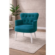 Kayser Home Modern Babyface Kumaş Berjer Koltuk – Ahşap Beyaz Ayaklı | Petrol