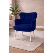 Kayser Home Modern Babyface Kumaş Berjer Koltuk – Ahşap Beyaz Ayaklı | Lacivert