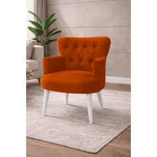 Kayser Home Modern Babyface Kumaş Berjer Koltuk – Ahşap Beyaz Ayaklı | Turuncu