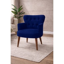 Kayser Home Modern Babyface Kumaş Berjer Koltuk – Ahşap Ceviz Ayaklı | Lacivert