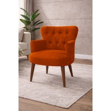 Kayser Home Modern Babyface Kumaş Berjer Koltuk – Ahşap Ceviz Ayaklı | Turuncu