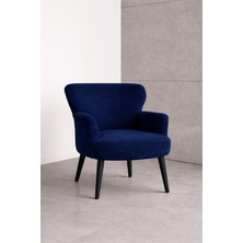 Kayser Home Welsoft Yumuşak Kumaş Modern Berjer Tekli Koltuk | Demonte | Ahşap Siyah Ayaklı | Lacivert