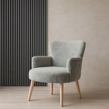 Kayser Home Welsoft Yumuşak Kumaş Modern Berjer Tekli Koltuk | Demonte | Ahşap Naturel Ayaklı | Gri