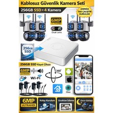 Sonreir XCAM 4 Kamera 8 Lens WiFi Güvenlik Kamerası Seti 256GB SSD NVR Kayıt Cihazı Gece Görüşlü Su Geçirmez
