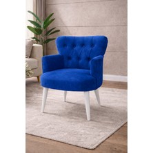 Kayser Home Modern Babyface Kumaş Berjer Koltuk – Ahşap Beyaz Ayaklı | Saks Mavi