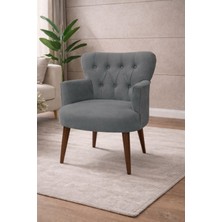 Kayser Home Modern Babyface Kumaş Berjer Koltuk – Ahşap Ceviz Ayaklı | Gri