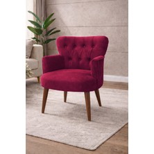 Kayser Home Modern Babyface Kumaş Berjer Koltuk – Ahşap Ceviz Ayaklı | Bordo