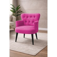 Kayser Home Modern Babyface Kumaş Berjer Koltuk – Ahşap Siyah Ayaklı | Fuşya