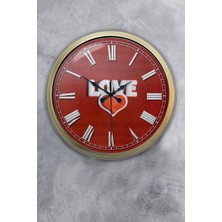 Kasva Concept Hediyelik 40 cm Eskitme Metal Love Duvar Saati