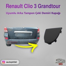 AutoPit 3D Renault Clıo 3 Grandtour Arka Tampon Çeki Demiri Kapağı
