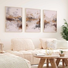 Pam Studio Bej Kahverengi Soyut 3’lü Tablo Seti - Modern Minimal Duvar Dekoru Ev Ofis Poster