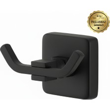 Premium Pirinç Doğa 2li Askılık,bornozluk Mat Siyah