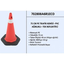 Zeplin Pe Trafik Konisi | Pvc Ağırlıklı – Tek Reflektifli– 75 cm