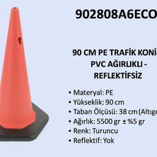 Zeplin Pe Trafik Konisi | Pvc Ağırlıklı – Reflektifsiz – 90 cm