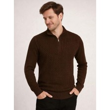 Polo Mirage Kahverengi Fermuarlı Polo Triko