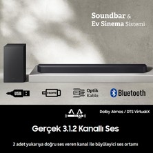 Samsung 3 Boyutlu Ses Yüksek Kalite 3.1.2 Kanal Soundbar & Sinema Sistemi - Dolby Atmos ve Dts:x Destekli 360 Watt HW-Q600F-AKTIF Ses Yükseltici (Ava) Pro