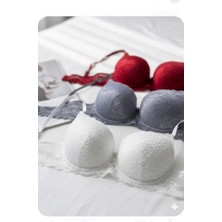 Trend Dokunuş Kadın Dolgusuz Içi Boş Dantelli Kırmızı-Gri-Ekru 3'lü Sütyen Takımı