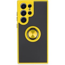 Eco Port Samsung Galaxy S23 Ultra Kılıf Montreal Yüzüklü Silikon Kapak - Sarı