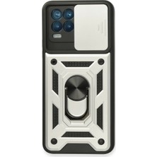 Eco Port Realme 8 Kılıf Pars Lens Yüzüklü Silikon - Gümüş