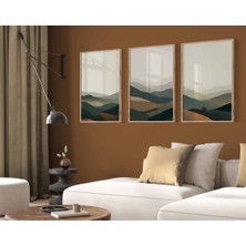 Pam Studio Yeşil Bej Tonlarında Manzara Desenli 3’lü Tablo Seti – Modern Minimal Duvar Dekoru