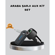 Aux Bluetooth Adaptör ve 38W Hızlı Araç Şarj Cihazı Seti
