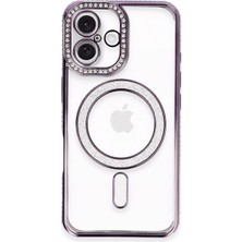 Eco Port Iphone 16 Plus Kılıf Joke Simli Magneticsafe Kılıf - Derin Mor