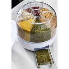 Practika 360° Dönebilen Kuru Gıda ve Bakliyat Organizeri 6 Bölmeli Hava Geçirmez Saklama Kabı 6 Lt