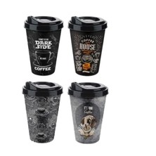 Practika 4 Adet Kahve Bardağı Kapaklı Desenli 650ML