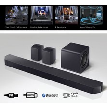 Samsung Yüksek Güç Mükemmel Ses Kalitesi 11.1.4 Kanal Kablosuz Dolby Atmos Soundbar & Sinema Sistemi -Aktif Ses Yükseltici (Ava) PRO-Q990F