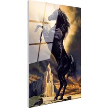 Tablofest Tamperli Gerçek Cam Tablo Görkemli Duruş At Tablosu Duvar Dekoru