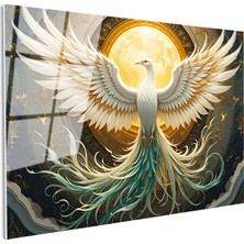 Tablofest Tamperli Gerçek Cam Tablo Mitolojik Figür Anka Kuşu Tablosu Duvar Dekoru