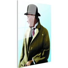 Tablofest Tamperli Gerçek Cam Tablo Atatürk Eldivenli Melon Şapka Atatürk Tablosu Duvar Dekoru