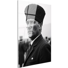 Tablofest Tamperli Gerçek Cam Tablo Atatürk Kalpaklı Cephe Bakış Atatürk Tablosu Duvar Dekoru